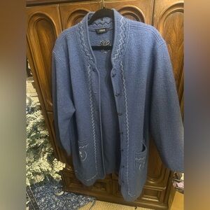 Blue Cardigan with Embroidered Details